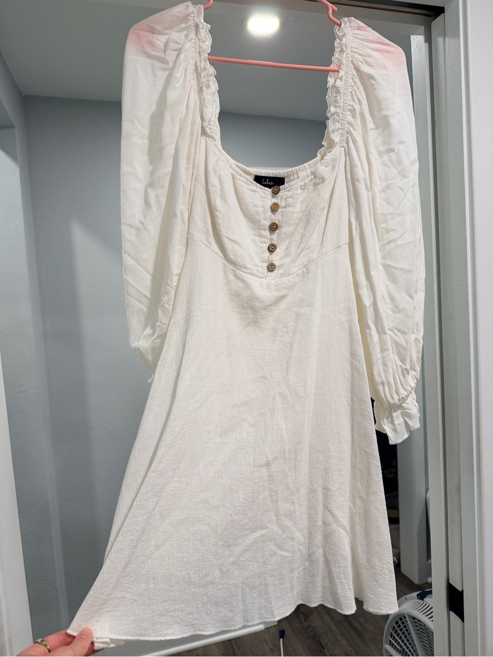 Lulu's White Puff-Sleeve Mini Dress